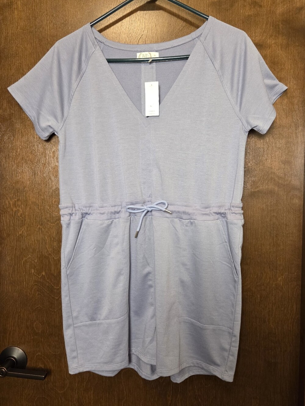 Maurices Light Blue V-Neck Drawstring Shorts Romper NWT
